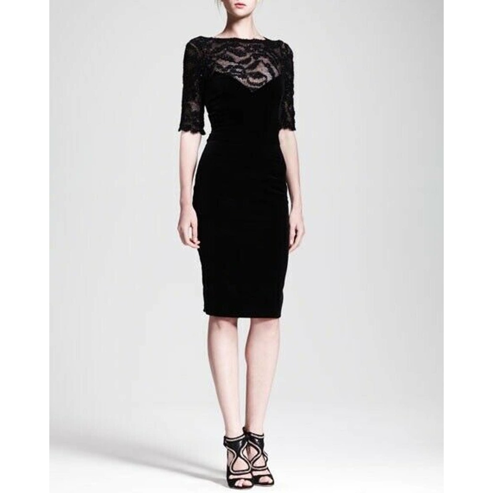 L'AGENCE Black Lace Midi Dress